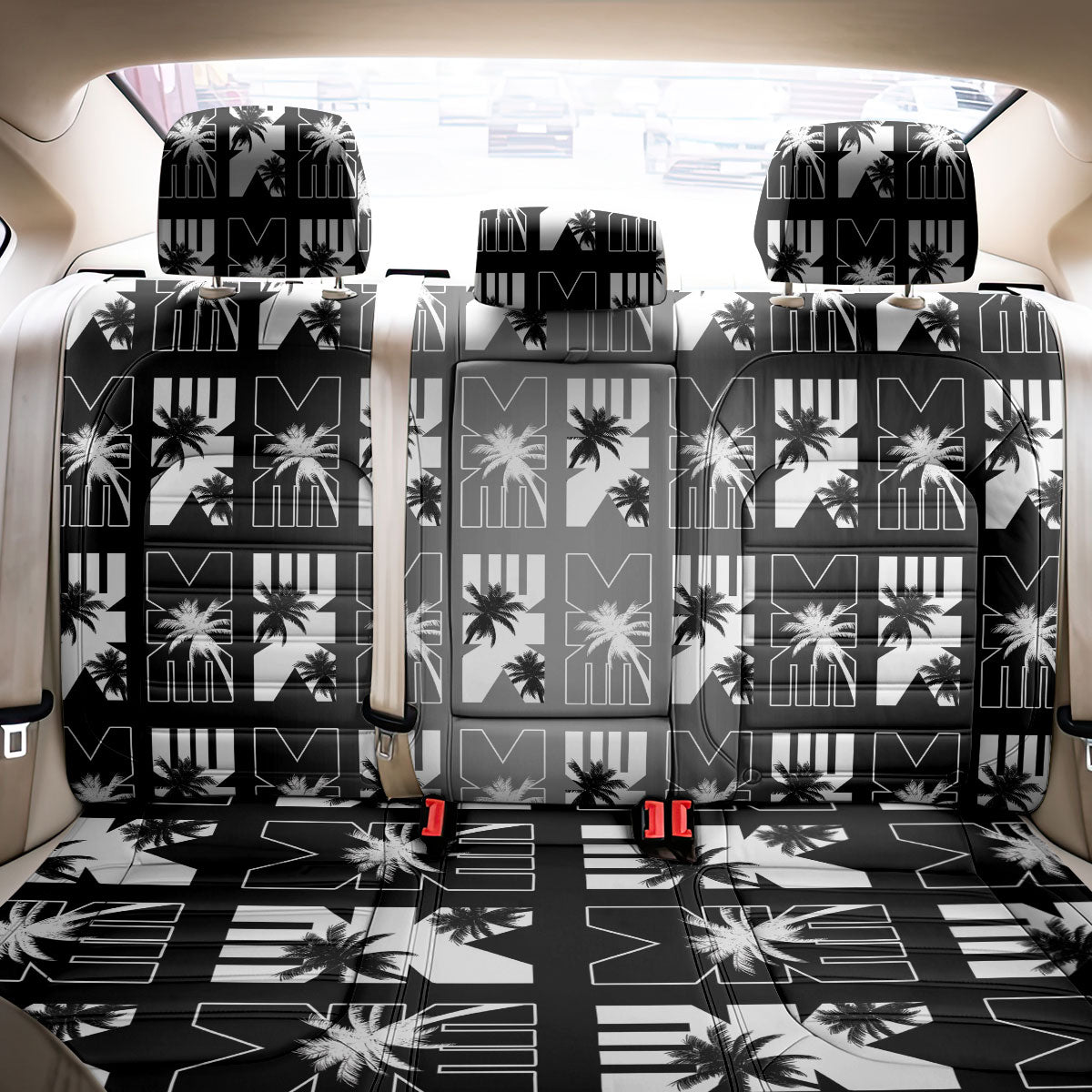 Bula Fiji Back Car Seat Cover Black Makare Masi Tapa Pattern LT05 - Polynesian Pride