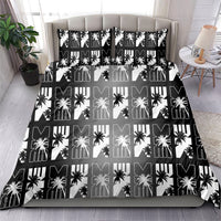 Bula Fiji Bedding Set Black Makare Masi Tapa Pattern LT05 - Polynesian Pride