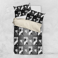 Bula Fiji Bedding Set Black Makare Masi Tapa Pattern LT05 US Twin 172cm x 218cm Black - Polynesian Pride