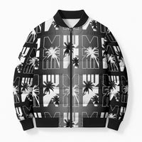 Bula Fiji Bomber Puffer Jacket Black Makare Masi Tapa Pattern LT05 Unisex Black - Polynesian Pride