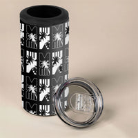 Bula Fiji 4 in 1 Can Cooler Tumbler Black Makare Masi Tapa Pattern LT05 - Polynesian Pride
