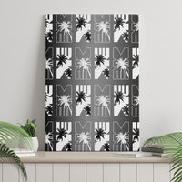 Bula Fiji Canvas Wall Art Black Makare Masi Tapa Pattern LT05 - Polynesian Pride
