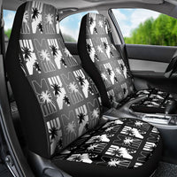 Bula Fiji Car Seat Cover Black Makare Masi Tapa Pattern LT05 - Polynesian Pride