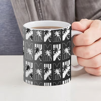 Bula Fiji Ceramic Mug Black Makare Masi Tapa Pattern LT05 - Polynesian Pride