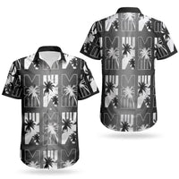 Bula Fiji Couples Matching Long Sleeve Bodycon Dress and Hawaiian Shirt Black Makare Masi Tapa Pattern LT05 - Polynesian Pride