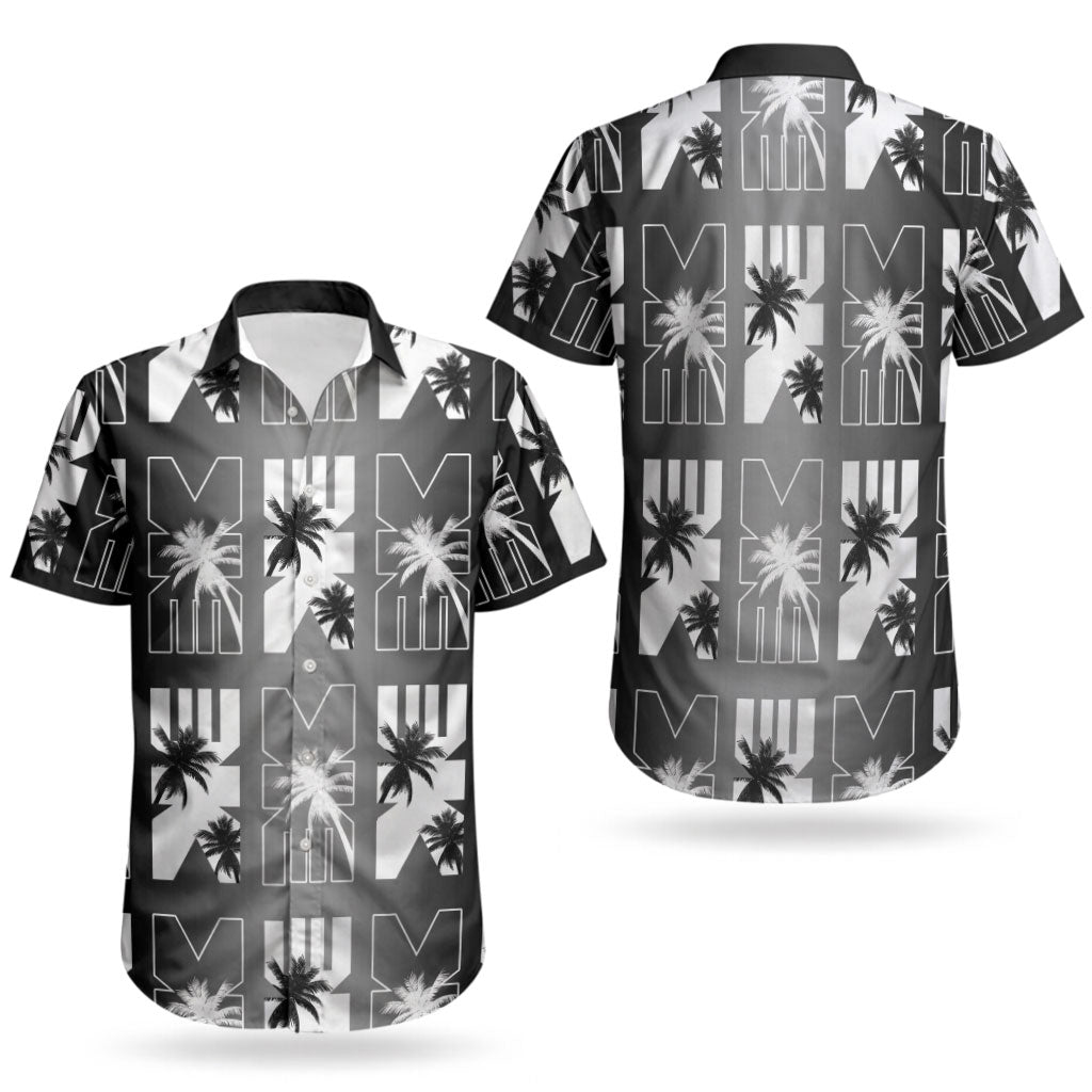 Bula Fiji Couples Matching Off Shoulder Short Dress and Hawaiian Shirt Black Makare Masi Tapa Pattern LT05 - Polynesian Pride