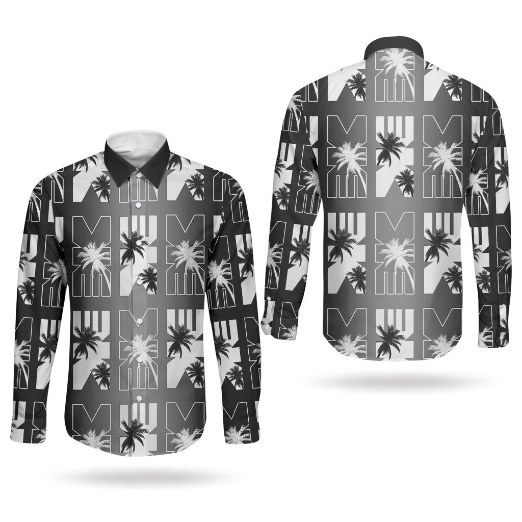 Bula Fiji Couples Matching Summer Maxi Dress and Long Sleeve Button Shirt Black Makare Masi Tapa Pattern LT05 - Polynesian Pride