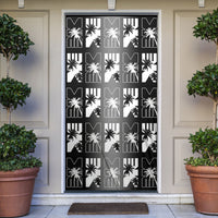Bula Fiji Door Cover Black Makare Masi Tapa Pattern LT05 Black - Polynesian Pride
