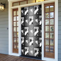 Bula Fiji Door Cover Black Makare Masi Tapa Pattern LT05 - Polynesian Pride