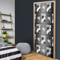 Bula Fiji Door Cover Black Makare Masi Tapa Pattern LT05 - Polynesian Pride