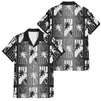 Bula Fiji Family Matching Off The Shoulder Long Sleeve Dress and Hawaiian Shirt Black Makare Masi Tapa Pattern LT05 Dad's Shirt - Short Sleeve Black - Polynesian Pride