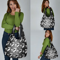 Bula Fiji Grocery Bag Black Makare Masi Tapa Pattern LT05 - Polynesian Pride