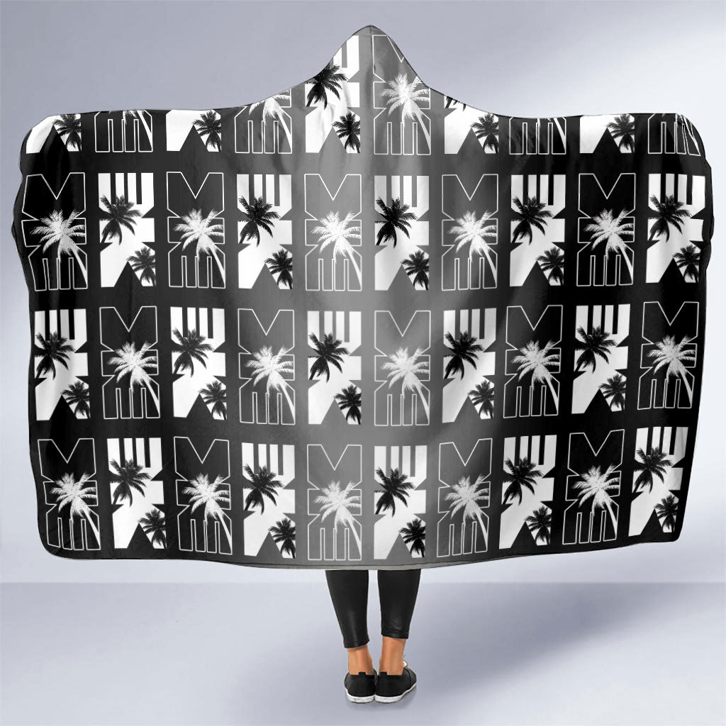 Bula Fiji Hooded Blanket Black Makare Masi Tapa Pattern LT05 One Size Black - Polynesian Pride