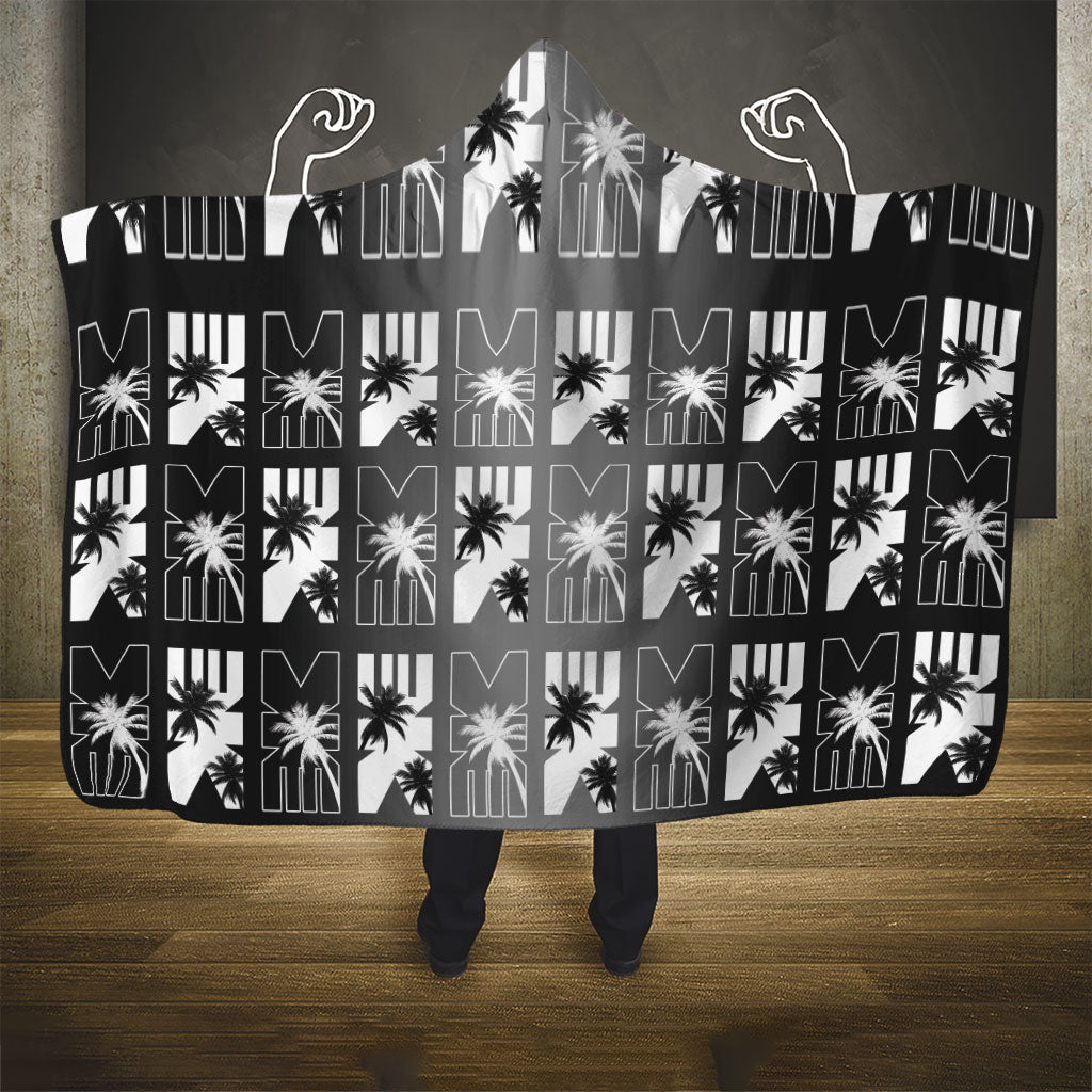Bula Fiji Hooded Blanket Black Makare Masi Tapa Pattern LT05 - Polynesian Pride