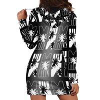 Bula Fiji Hoodie Dress Black Makare Masi Tapa Pattern LT05 - Polynesian Pride