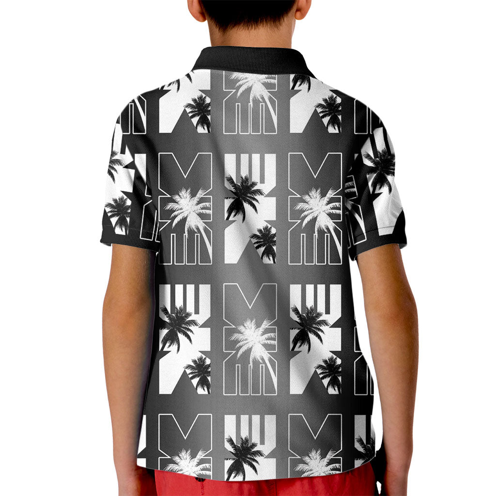 Bula Fiji Kid Polo Shirt Black Makare Masi Tapa Pattern LT05 - Polynesian Pride