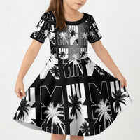 Bula Fiji Kid Short Sleeve Dress Black Makare Masi Tapa Pattern LT05 KID Black - Polynesian Pride