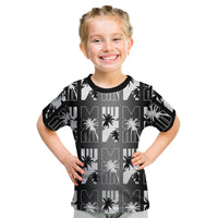 Bula Fiji Kid T Shirt Black Makare Masi Tapa Pattern LT05 Black - Polynesian Pride