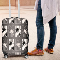 Bula Fiji Luggage Cover Black Makare Masi Tapa Pattern LT05 Black - Polynesian Pride