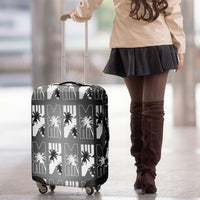 Bula Fiji Luggage Cover Black Makare Masi Tapa Pattern LT05 - Polynesian Pride