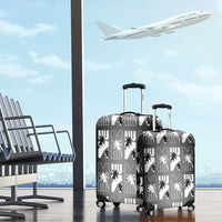 Bula Fiji Luggage Cover Black Makare Masi Tapa Pattern LT05 - Polynesian Pride