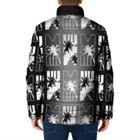 Bula Fiji Padded Jacket Black Makare Masi Tapa Pattern LT05 - Polynesian Pride