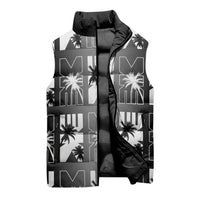 Bula Fiji Sleeveless Puffer Jacket Black Makare Masi Tapa Pattern LT05 - Polynesian Pride