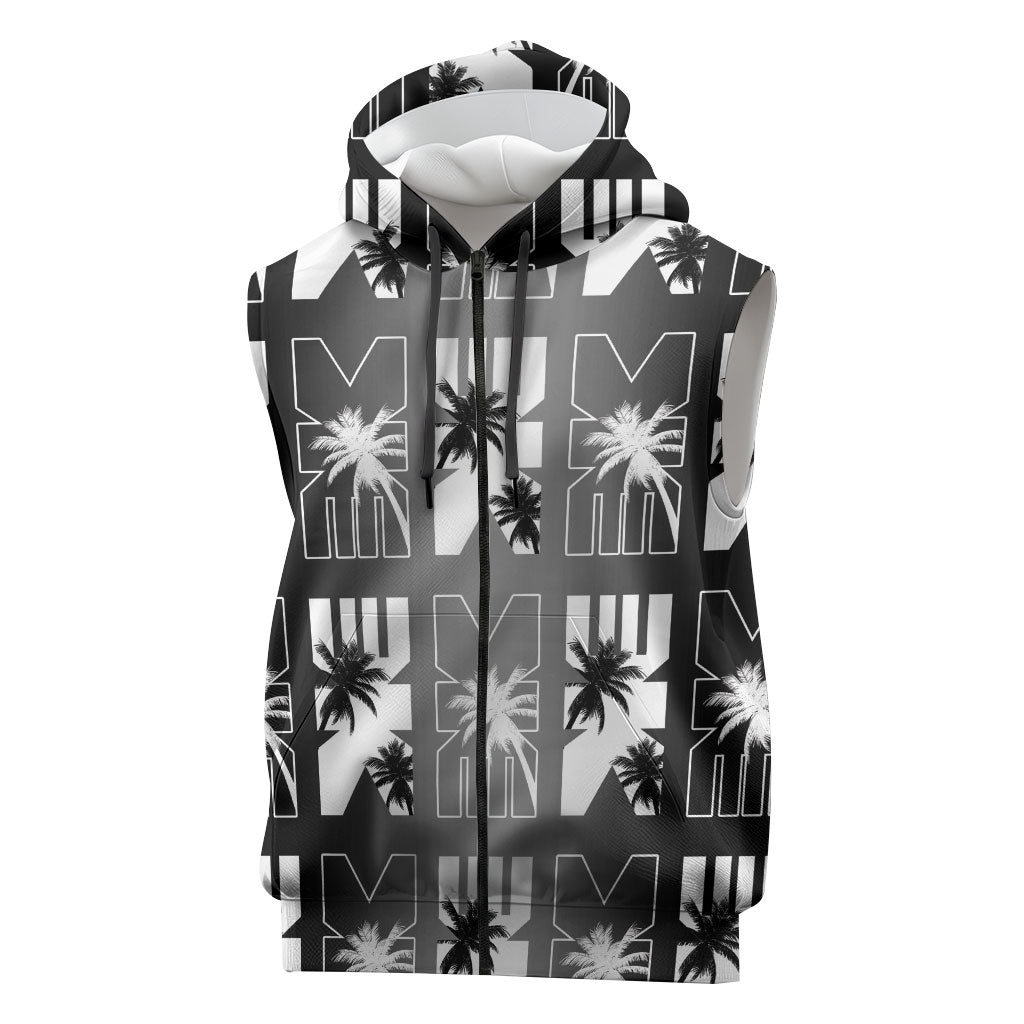 Bula Fiji Sleeveless Zip Hoodie Black Makare Masi Tapa Pattern LT05 Black - Polynesian Pride