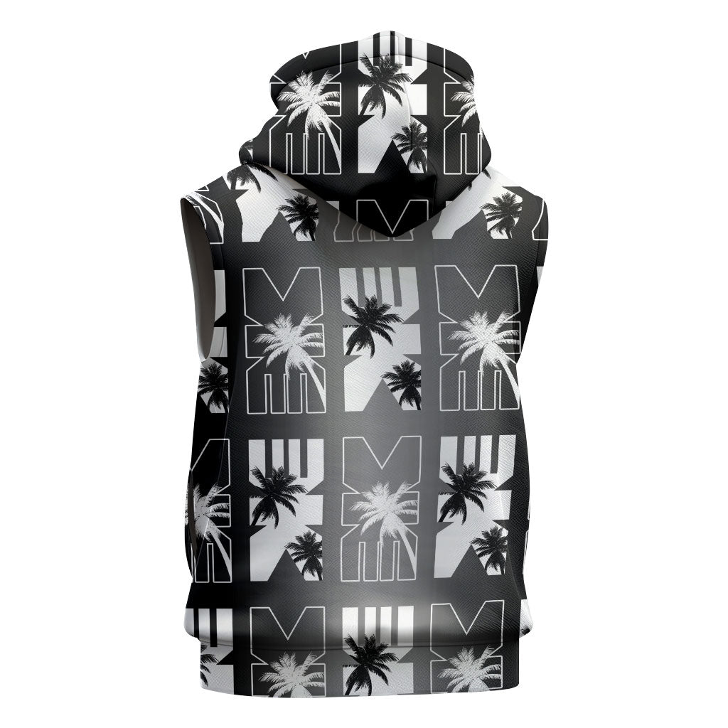 Bula Fiji Sleeveless Zip Hoodie Black Makare Masi Tapa Pattern LT05 - Polynesian Pride