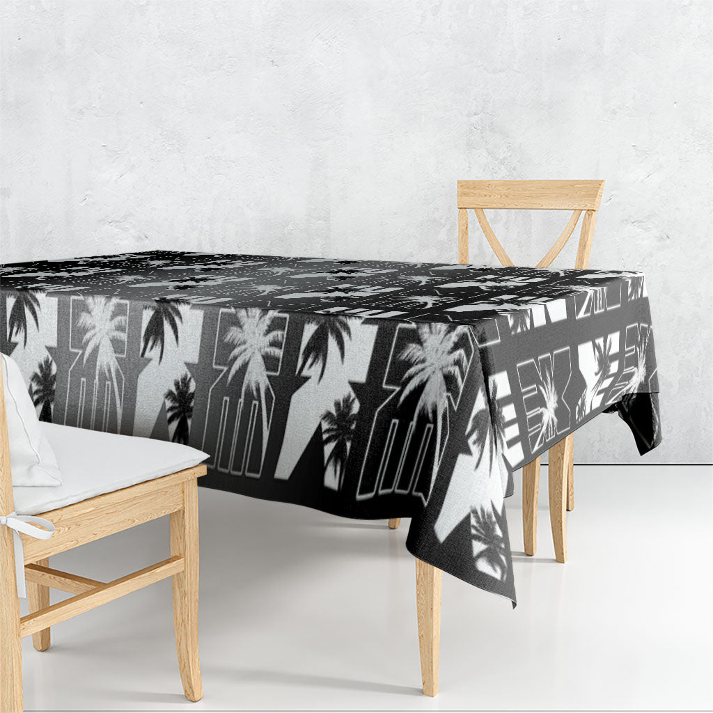 Bula Fiji Tablecloth Black Makare Masi Tapa Pattern LT05 - Polynesian Pride