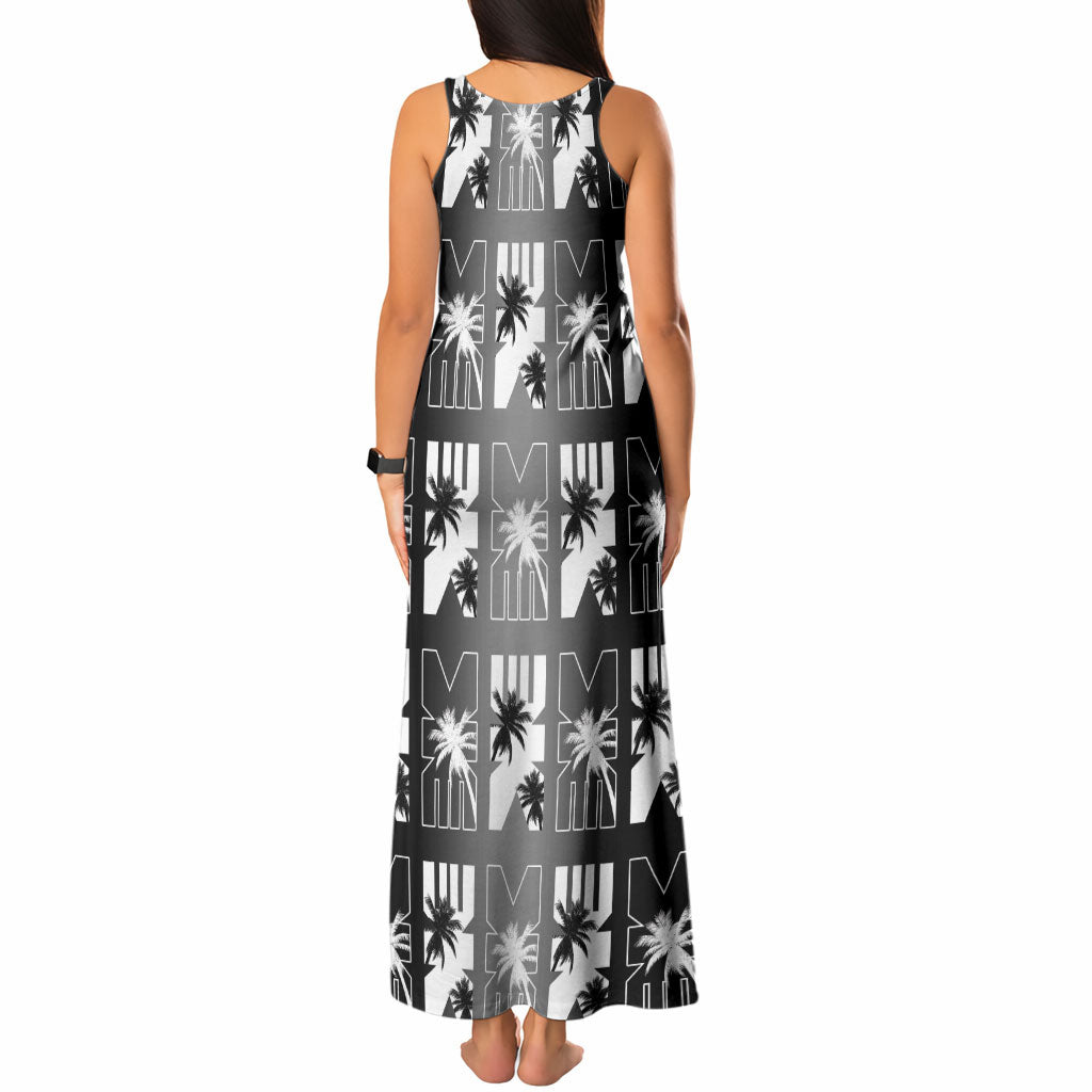 Bula Fiji Tank Maxi Dress Black Makare Masi Tapa Pattern LT05 - Polynesian Pride