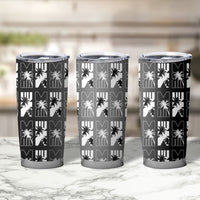 Bula Fiji Tumbler Cup Black Makare Masi Tapa Pattern LT05 - Polynesian Pride
