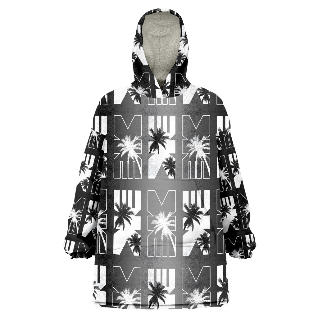 Bula Fiji Wearable Blanket Hoodie Black Makare Masi Tapa Pattern LT05 One Size Black - Polynesian Pride
