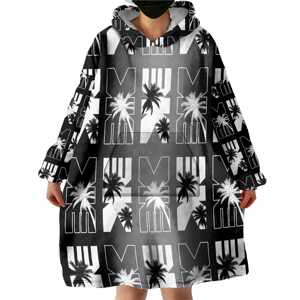Bula Fiji Wearable Blanket Hoodie Black Makare Masi Tapa Pattern LT05 - Polynesian Pride