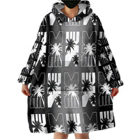 Bula Fiji Wearable Blanket Hoodie Black Makare Masi Tapa Pattern LT05 - Polynesian Pride