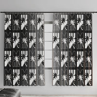 Bula Fiji Window Curtain Black Makare Masi Tapa Pattern LT05 With Hooks Black - Polynesian Pride