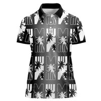 Bula Fiji Women Polo Shirt Black Makare Masi Tapa Pattern LT05 Female Black - Polynesian Pride