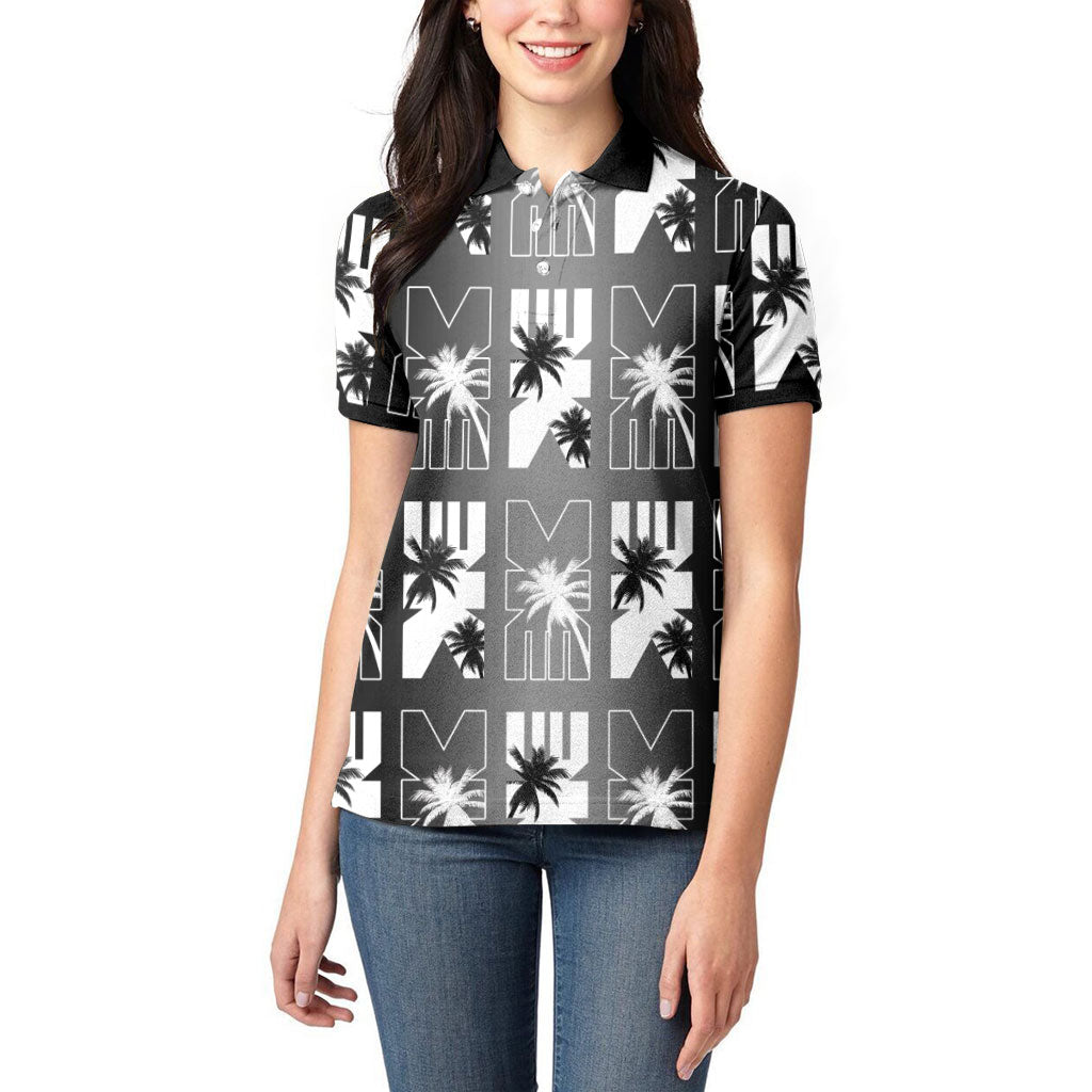 Bula Fiji Women Polo Shirt Black Makare Masi Tapa Pattern LT05 - Polynesian Pride