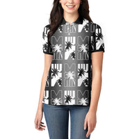 Bula Fiji Women Polo Shirt Black Makare Masi Tapa Pattern LT05 - Polynesian Pride