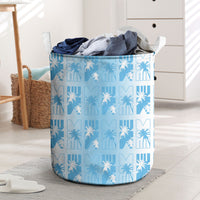 Bula Fiji Laundry Basket White Makare Masi Tapa Pattern LT05 White - Polynesian Pride