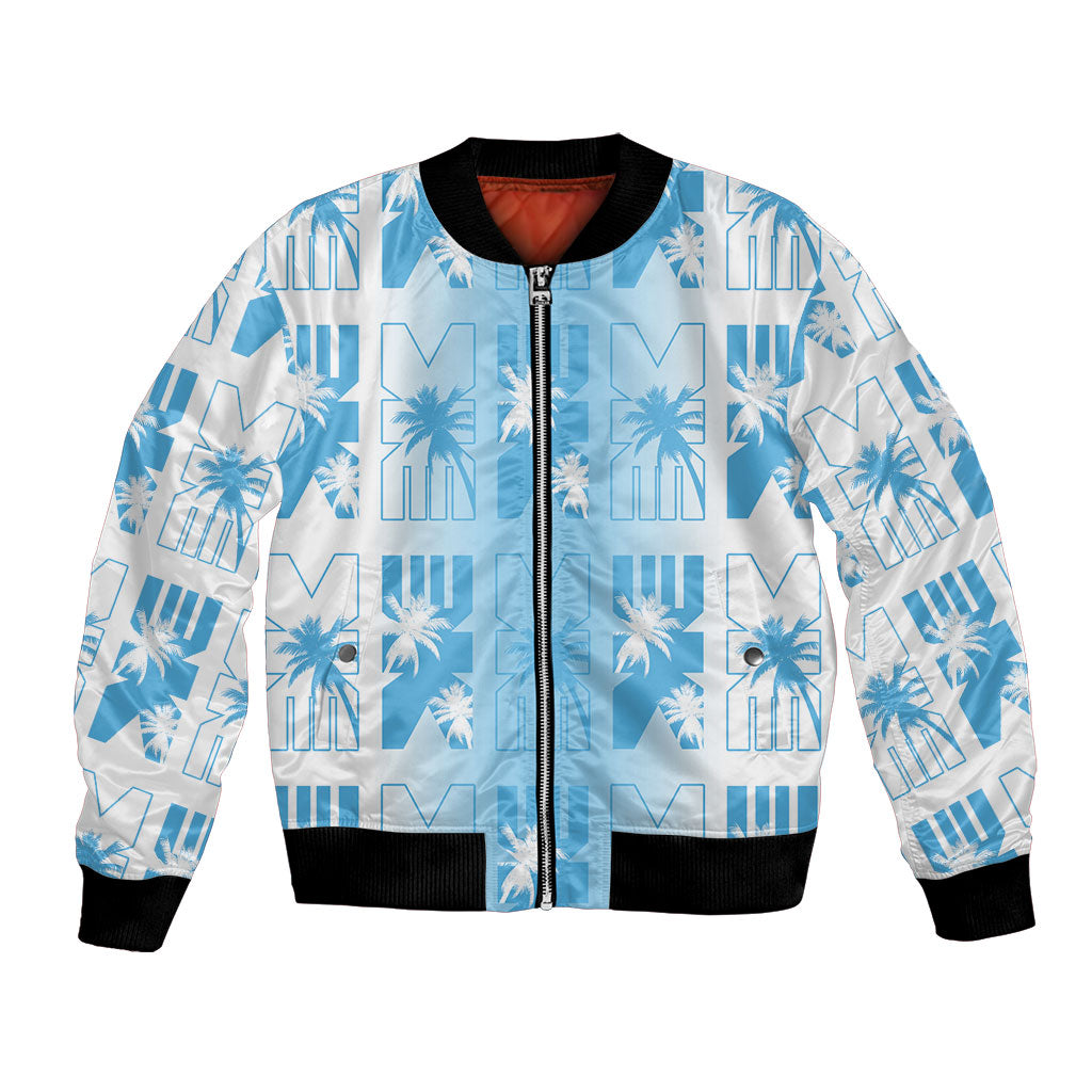 Bula Fiji Bomber Jacket White Makare Masi Tapa Pattern LT05 Unisex White - Polynesian Pride