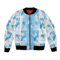Bula Fiji Bomber Jacket White Makare Masi Tapa Pattern LT05 Unisex White - Polynesian Pride