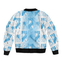Bula Fiji Bomber Jacket White Makare Masi Tapa Pattern LT05 - Polynesian Pride