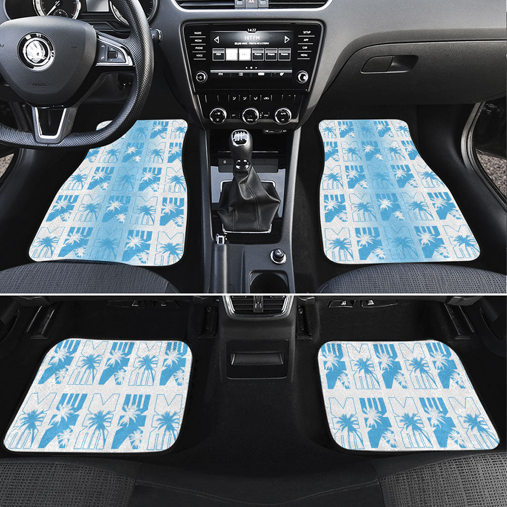 Bula Fiji Car Mats White Makare Masi Tapa Pattern LT05 Set 4pcs White - Polynesian Pride