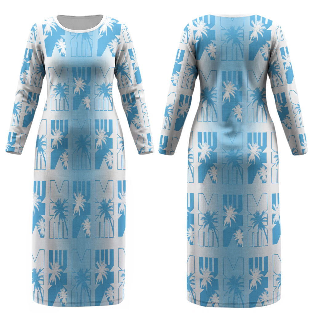 Bula Fiji Couples Matching Long Sleeve Bodycon Dress and Long Sleeve Button Shirt White Makare Masi Tapa Pattern LT05 - Polynesian Pride