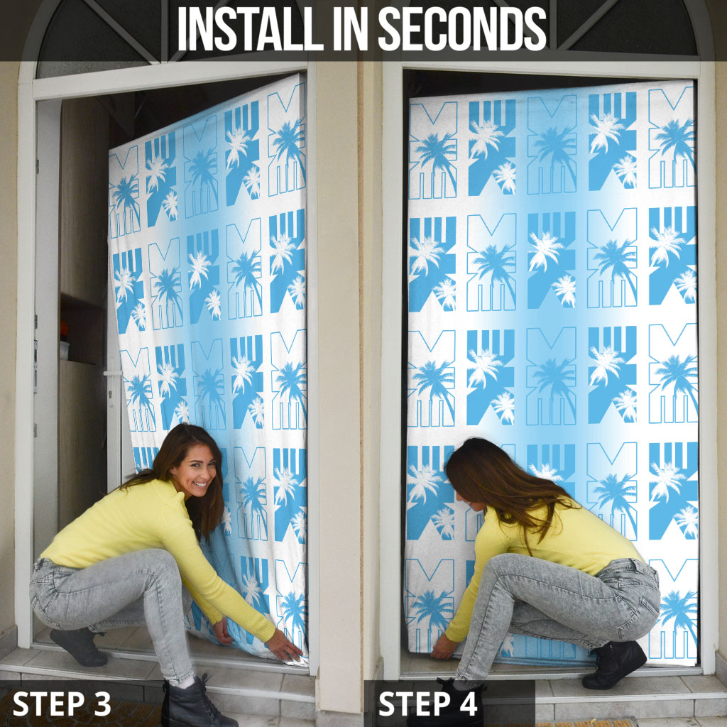 Bula Fiji Door Cover White Makare Masi Tapa Pattern LT05 - Polynesian Pride