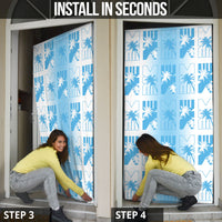 Bula Fiji Door Cover White Makare Masi Tapa Pattern LT05 - Polynesian Pride