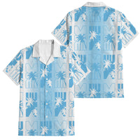 Bula Fiji Family Matching Off Shoulder Maxi Dress and Hawaiian Shirt White Makare Masi Tapa Pattern LT05 Dad's Shirt - Short Sleeve White - Polynesian Pride