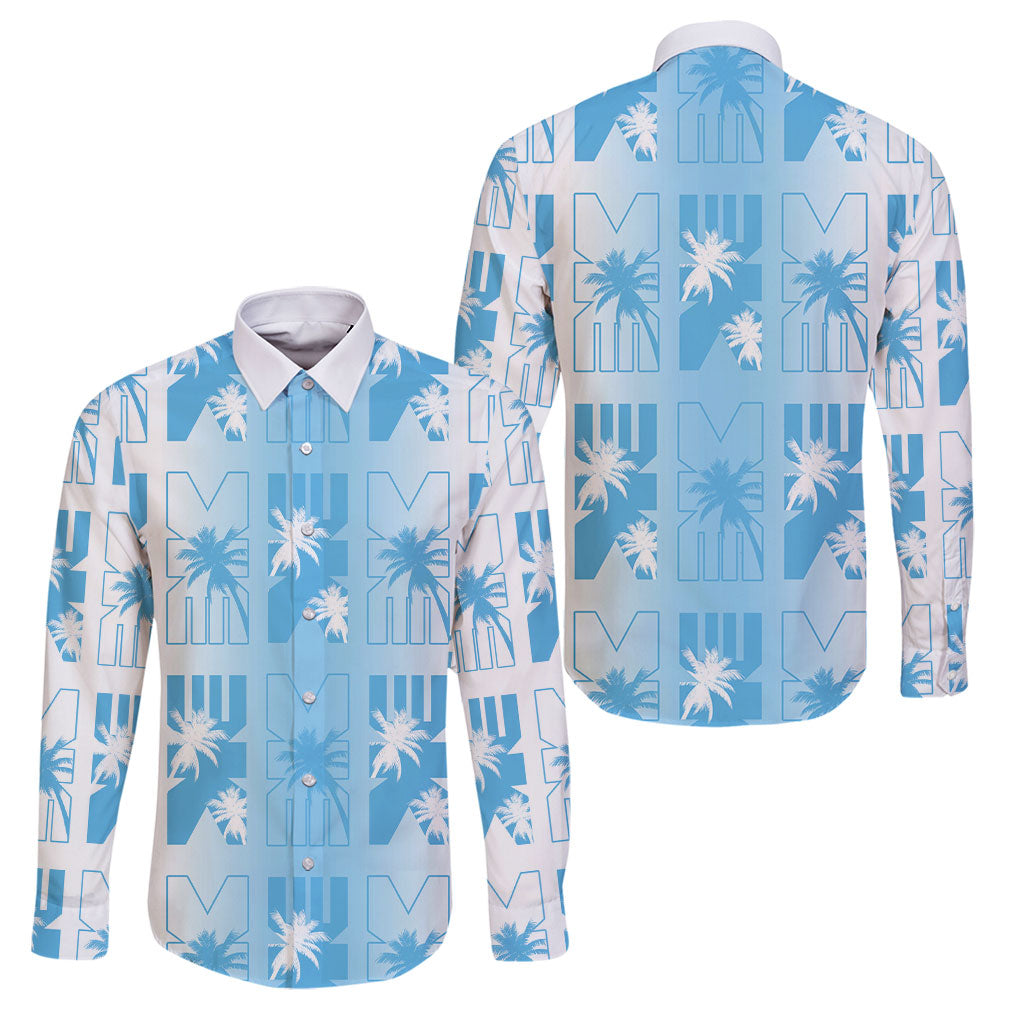 Bula Fiji Family Matching Off Shoulder Maxi Dress and Hawaiian Shirt White Makare Masi Tapa Pattern LT05 Dad's Shirt - Long Sleeve White - Polynesian Pride