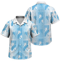 Bula Fiji Family Matching Off Shoulder Short Dress and Hawaiian Shirt White Makare Masi Tapa Pattern LT05 Son's Shirt White - Polynesian Pride